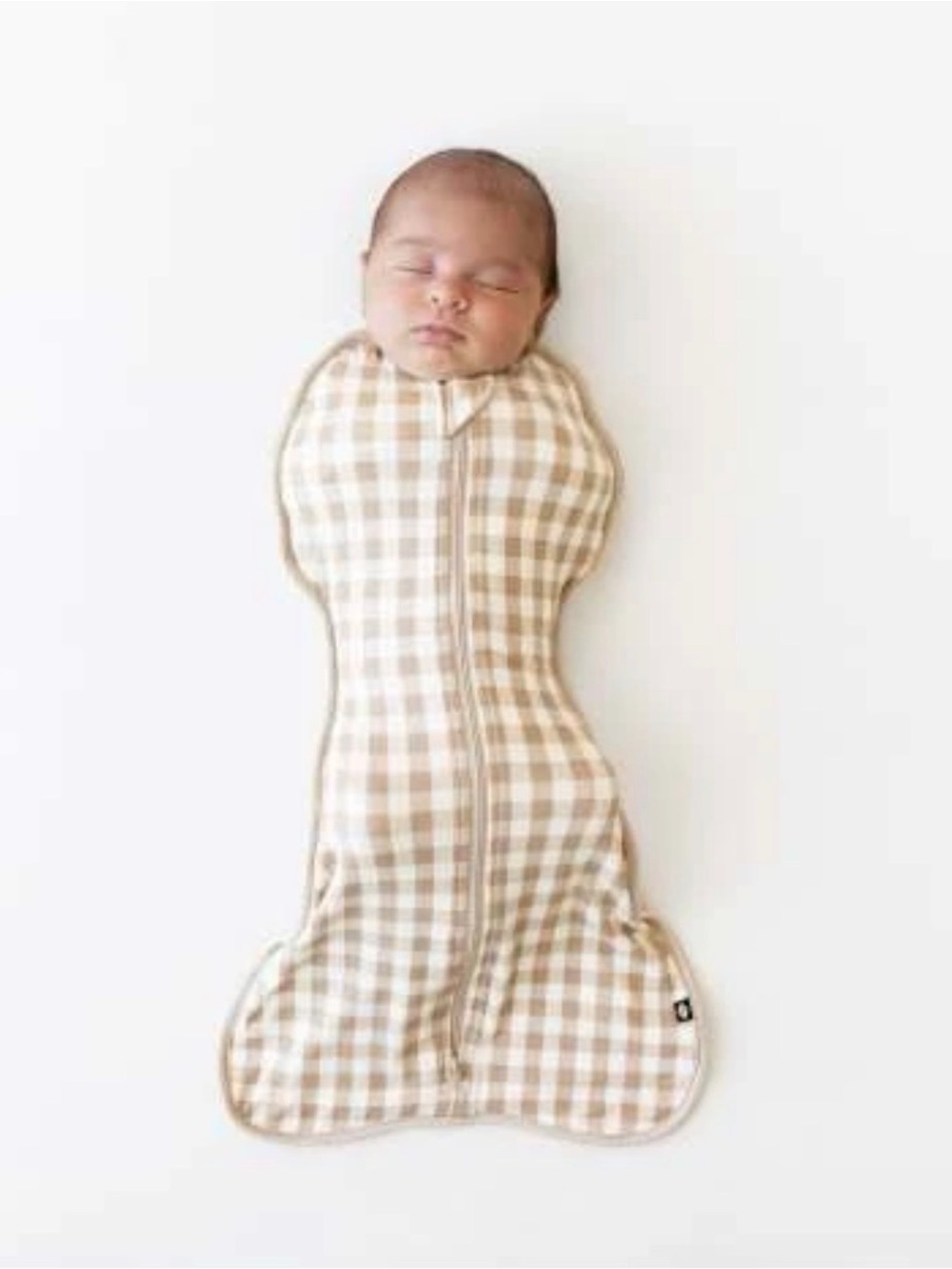Kyte BABY White and Tan Check Bamboo Sleepsuit